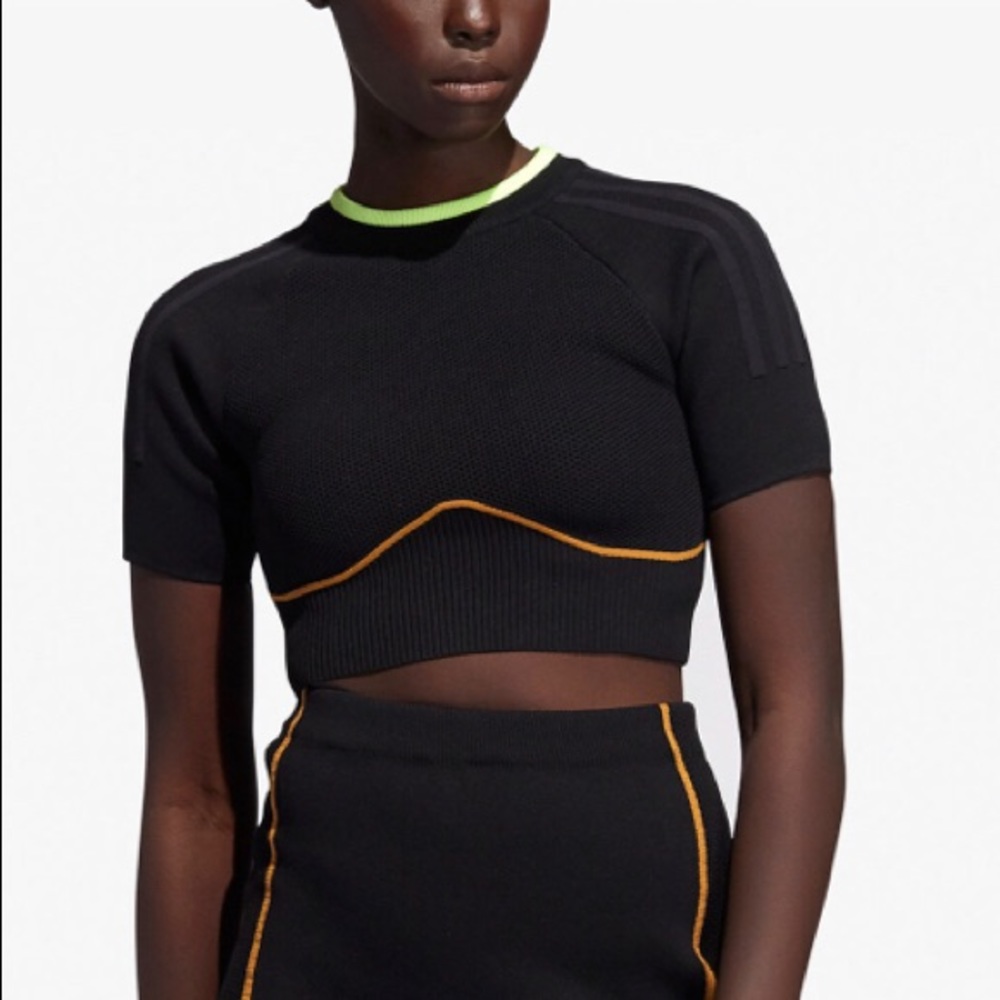 Adidas x Ivy Park Women’s Knit Crop Top Black Mesa size S